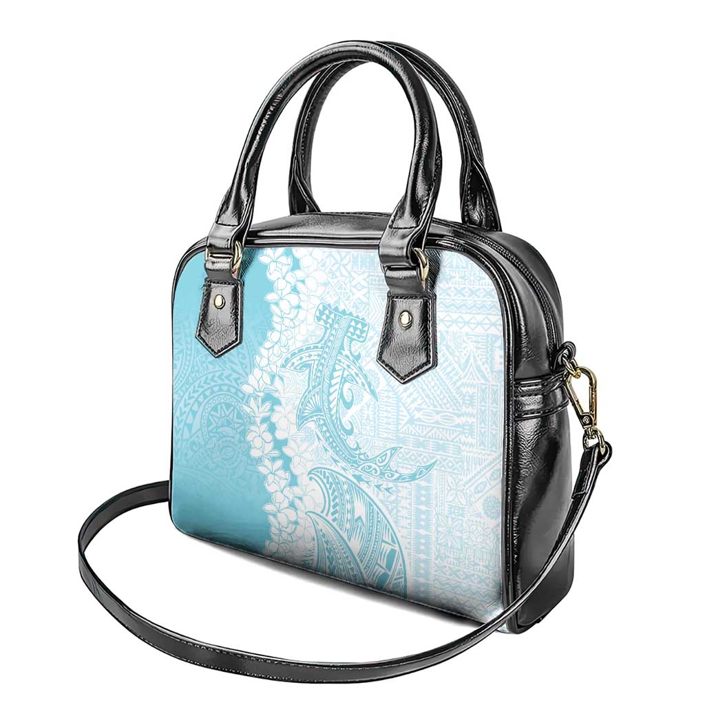 Polynesian Turquoise Plumeria Lei Shoulder Handbag with Hammerhead Shark LT7 - Polynesian Pride