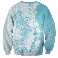 Polynesian Turquoise Plumeria Lei Sweatshirt with Hammerhead Shark LT7 - Polynesian Pride