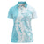 Polynesian Turquoise Plumeria Lei Women Polo Shirt with Hammerhead Shark
