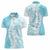 Polynesian Turquoise Plumeria Lei Women Polo Shirt with Hammerhead Shark