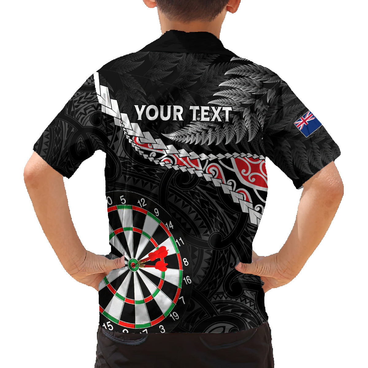 Personalised New Zealand Darts Family Matching Off Shoulder Short Dress and Hawaiian Shirt Maori Manaia LT7 - Polynesian Pride