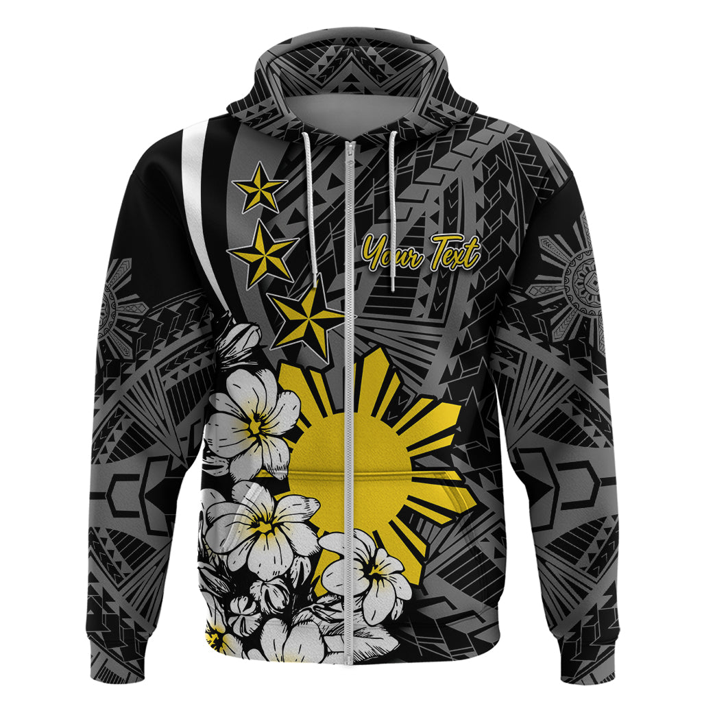 Philippines Sampaguita Personalised Hoodie Women's Day LT7 Zip Hoodie Black - Polynesian Pride