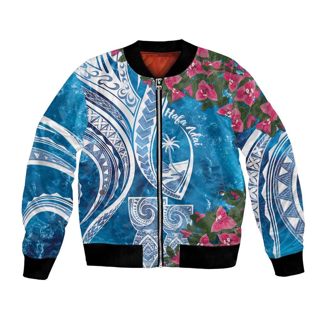 Hafa Adai Guam Bomber Jacket Crystal Waves
