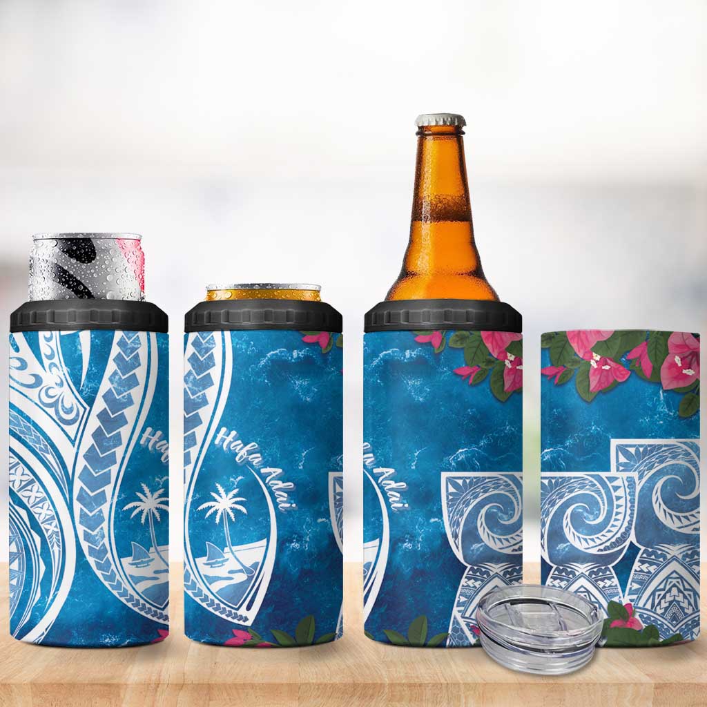Hafa Adai Guam 4 in 1 Can Cooler Tumbler Crystal Waves