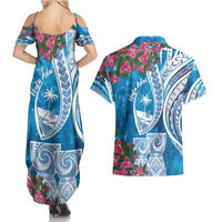 Hafa Adai Guam Couples Matching Summer Maxi Dress and Hawaiian Shirt Crystal Waves