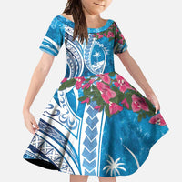 Hafa Adai Guam Family Matching Long Sleeve Bodycon Dress and Hawaiian Shirt Crystal Waves