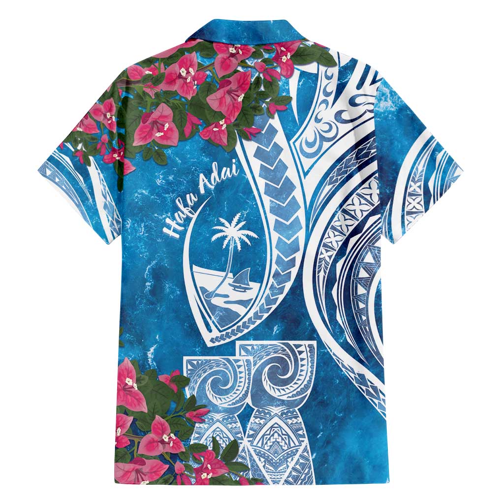 Hafa Adai Guam Family Matching Off Shoulder Short Dress and Hawaiian Shirt Crystal Waves