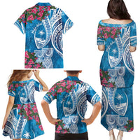 Hafa Adai Guam Family Matching Puletasi and Hawaiian Shirt Crystal Waves