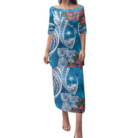 Hafa Adai Guam Family Matching Puletasi and Hawaiian Shirt Crystal Waves