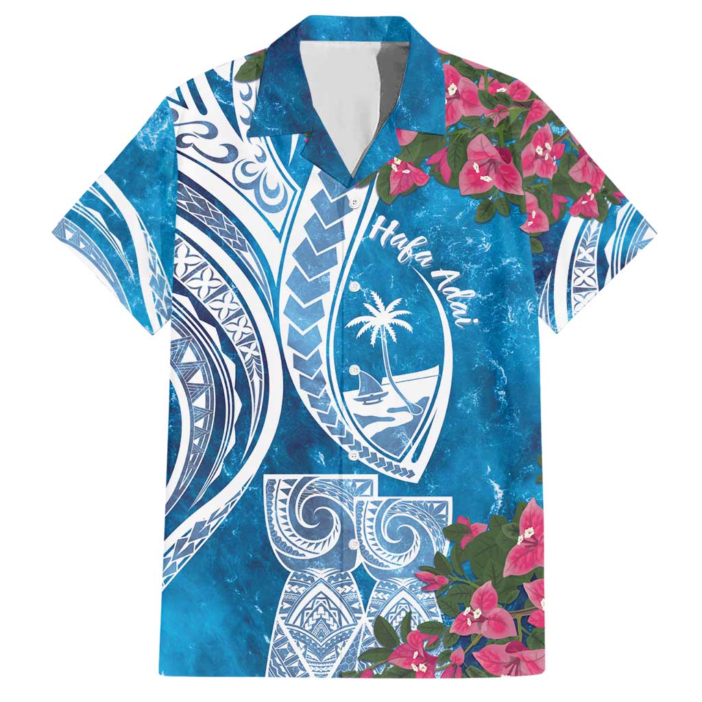 Hafa Adai Guam Family Matching Short Sleeve Bodycon Dress and Hawaiian Shirt Crystal Waves