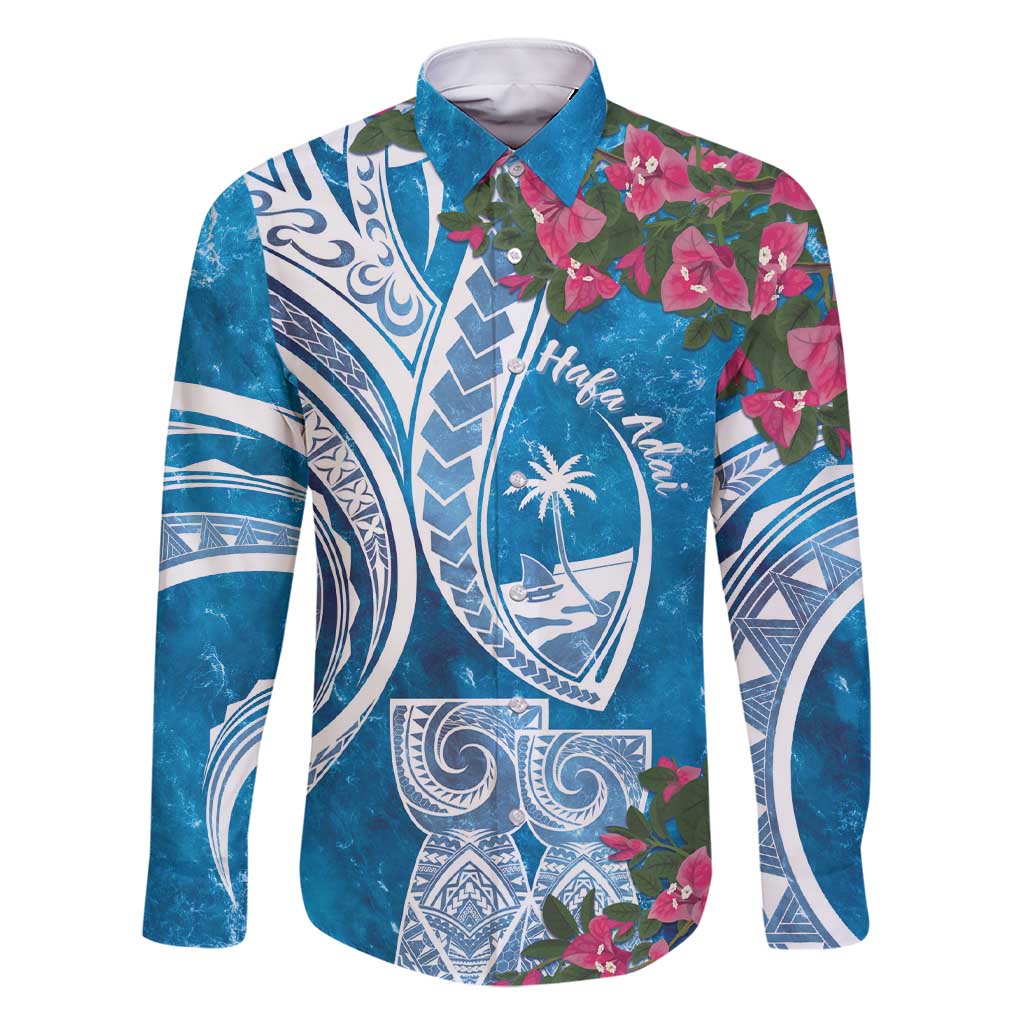 Hafa Adai Guam Family Matching Short Sleeve Bodycon Dress and Hawaiian Shirt Crystal Waves