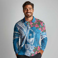 Hafa Adai Guam Long Sleeve Polo Shirt Crystal Waves