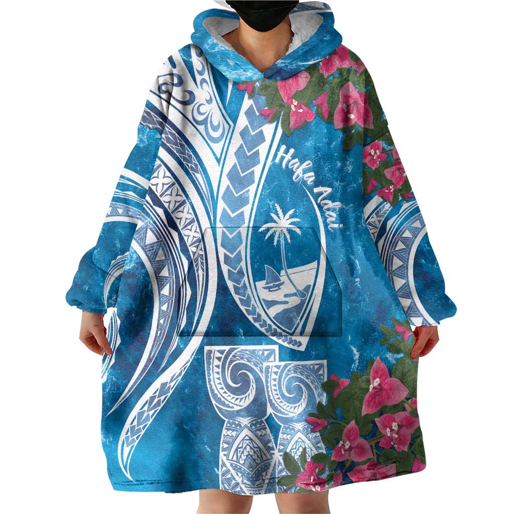 Hafa Adai Guam Wearable Blanket Hoodie Crystal Waves