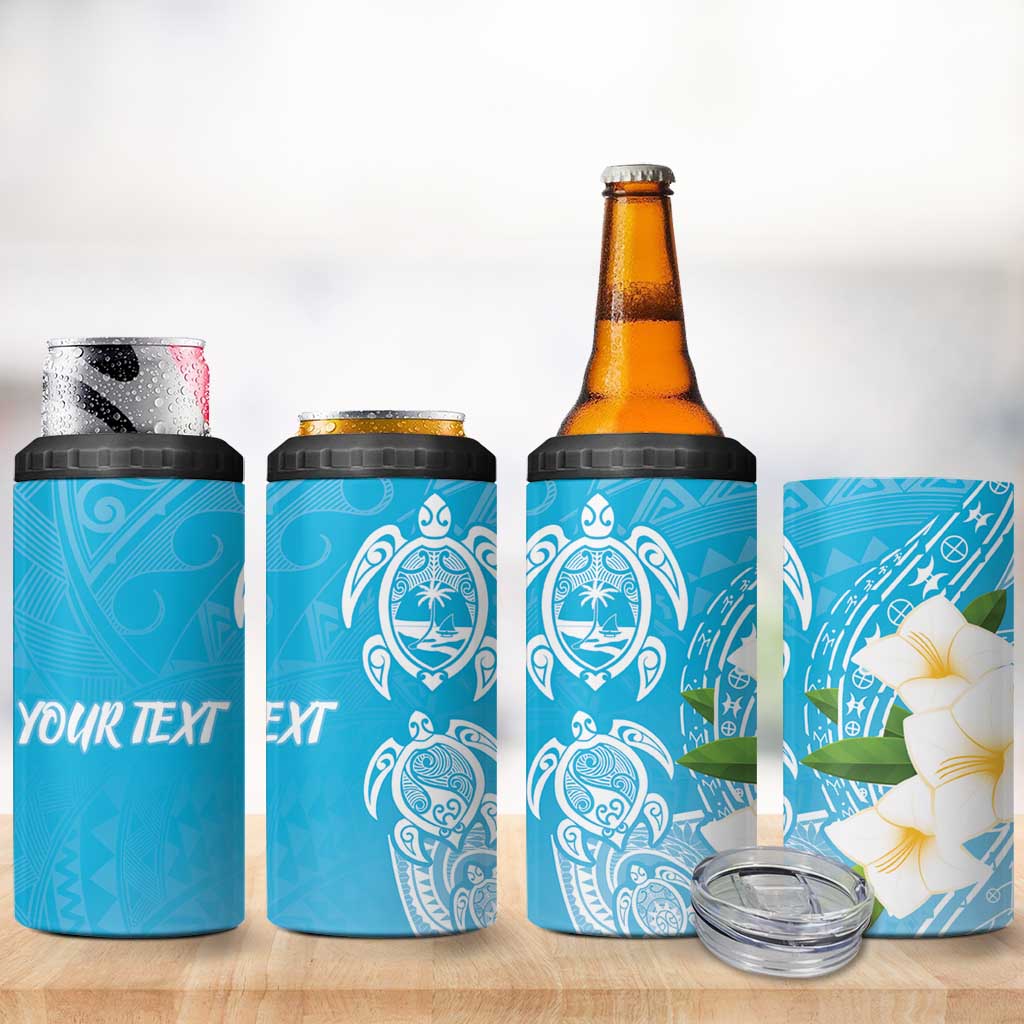 Personalized Guam Chamorro 4 in 1 Can Cooler Tumbler Turtles and Guasali Flowers