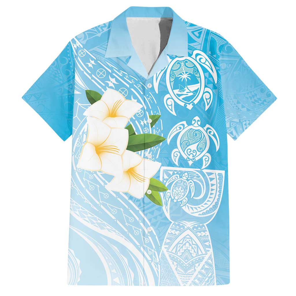 Personalized Guam Chamorro Family Matching Long Sleeve Bodycon Dress and Hawaiian Shirt Turtles and Guasali Flowers LT7 Dad's Shirt - Short Sleeve Turquoise - Polynesian Pride