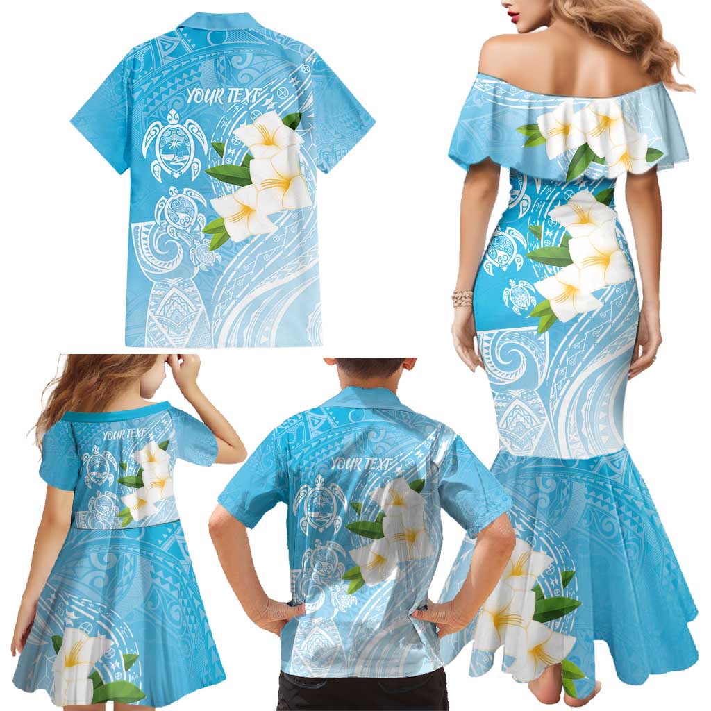 Personalized Guam Chamorro Family Matching Mermaid Dress and Hawaiian Shirt Turtles and Guasali Flowers LT7 - Polynesian Pride
