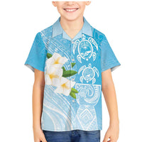 Personalized Guam Chamorro Family Matching Mermaid Dress and Hawaiian Shirt Turtles and Guasali Flowers LT7 Son's Shirt Turquoise - Polynesian Pride