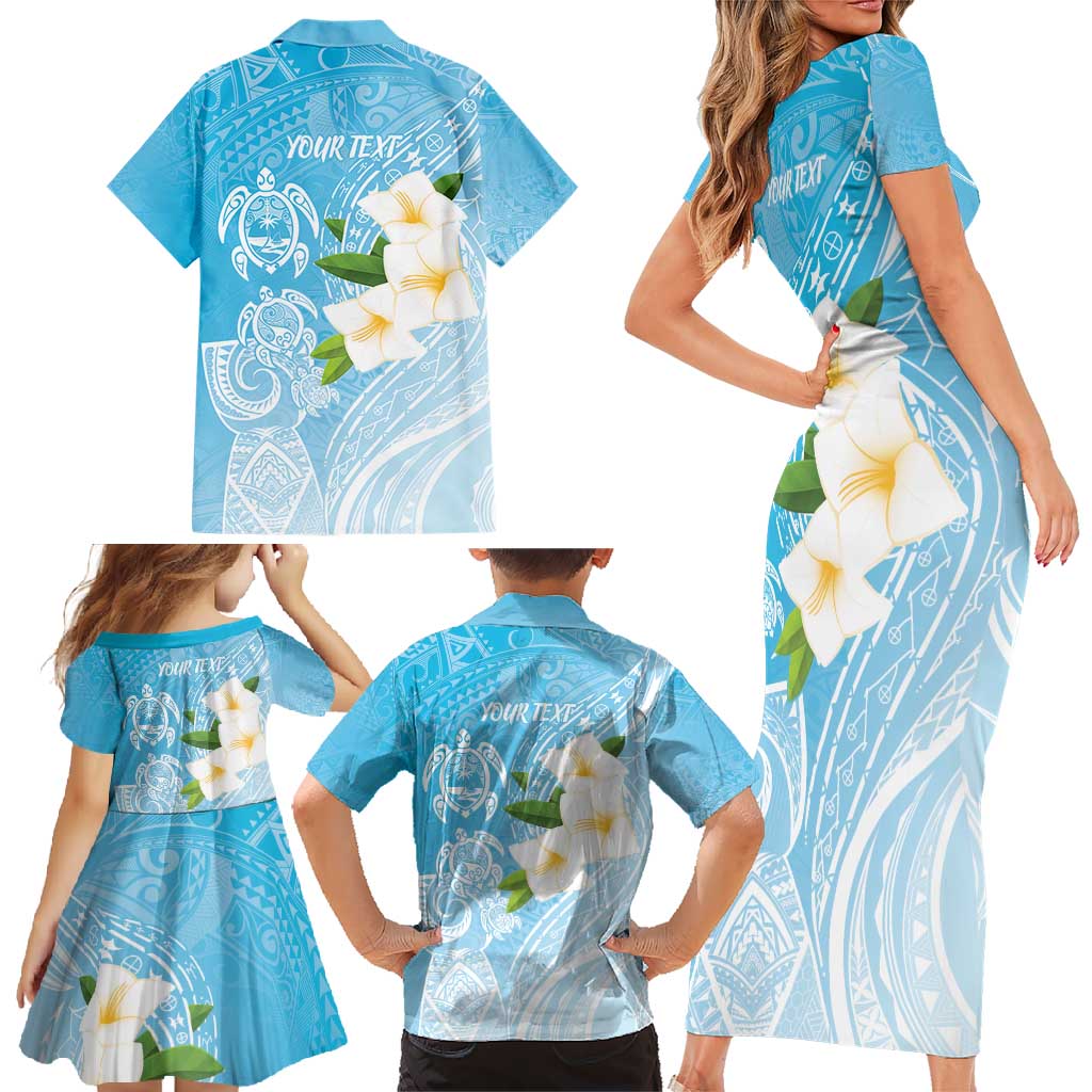 Personalized Guam Chamorro Family Matching Short Sleeve Bodycon Dress and Hawaiian Shirt Turtles and Guasali Flowers LT7 - Polynesian Pride