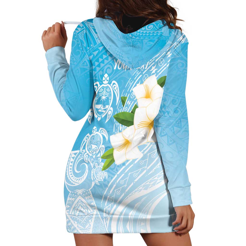 Personalized Guam Chamorro Hoodie Dress Turtles and Guasali Flowers