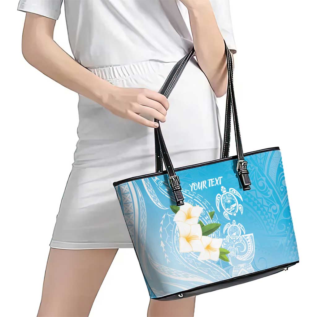 Personalized Guam Chamorro Leather Tote Bag Turtles and Guasali Flowers