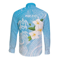 Personalized Guam Chamorro Long Sleeve Button Shirt Turtles and Guasali Flowers