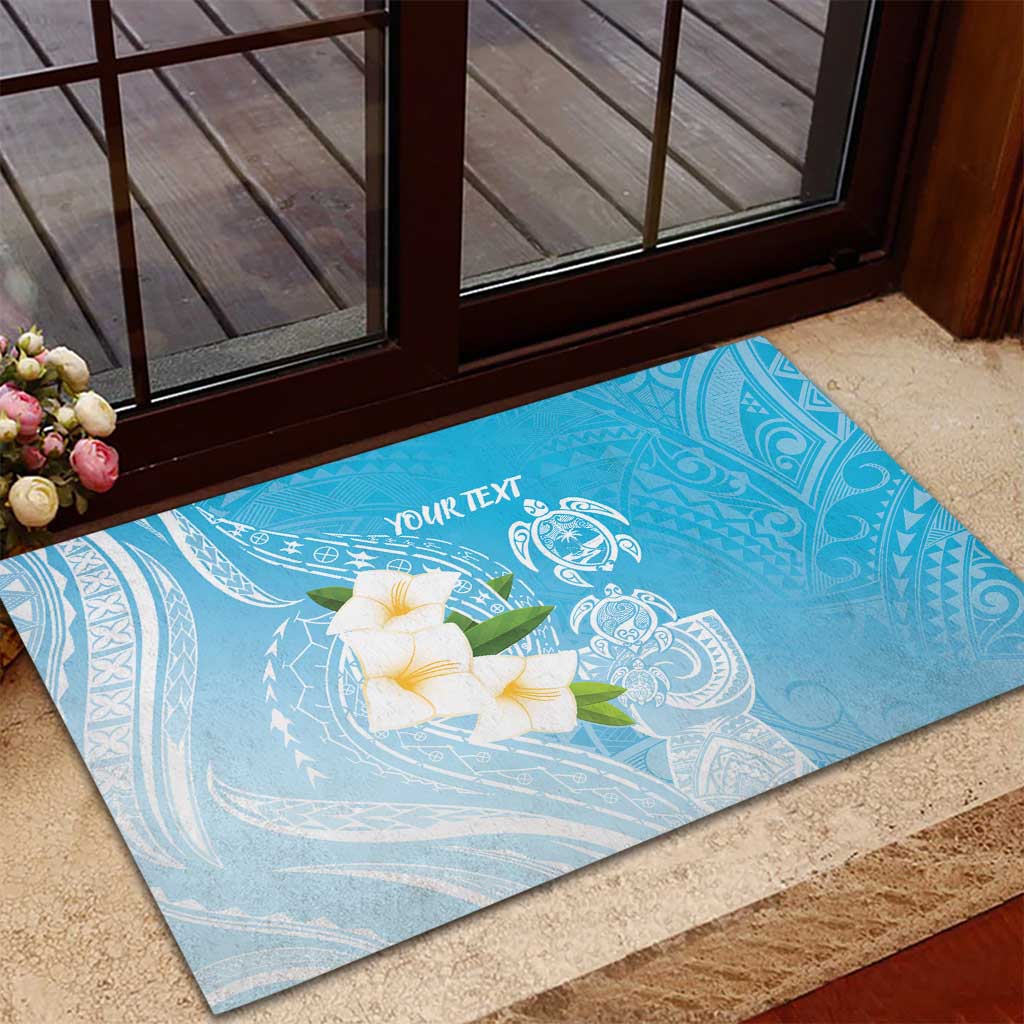 Personalized Guam Chamorro Rubber Doormat Turtles and Guasali Flowers