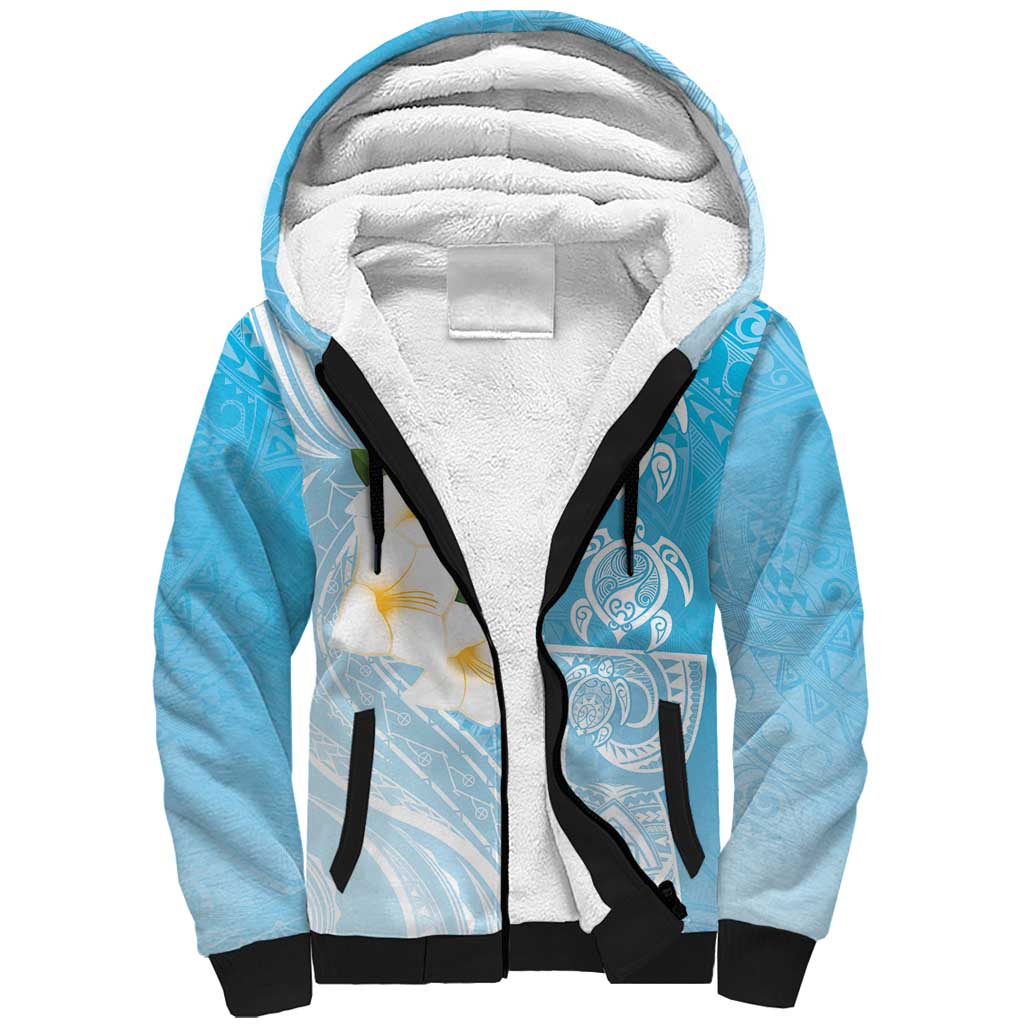 Personalized Guam Chamorro Sherpa Hoodie Turtles and Guasali Flowers