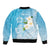 Personalized Guam Chamorro Sleeve Zip Bomber Jacket Turtles and Guasali Flowers