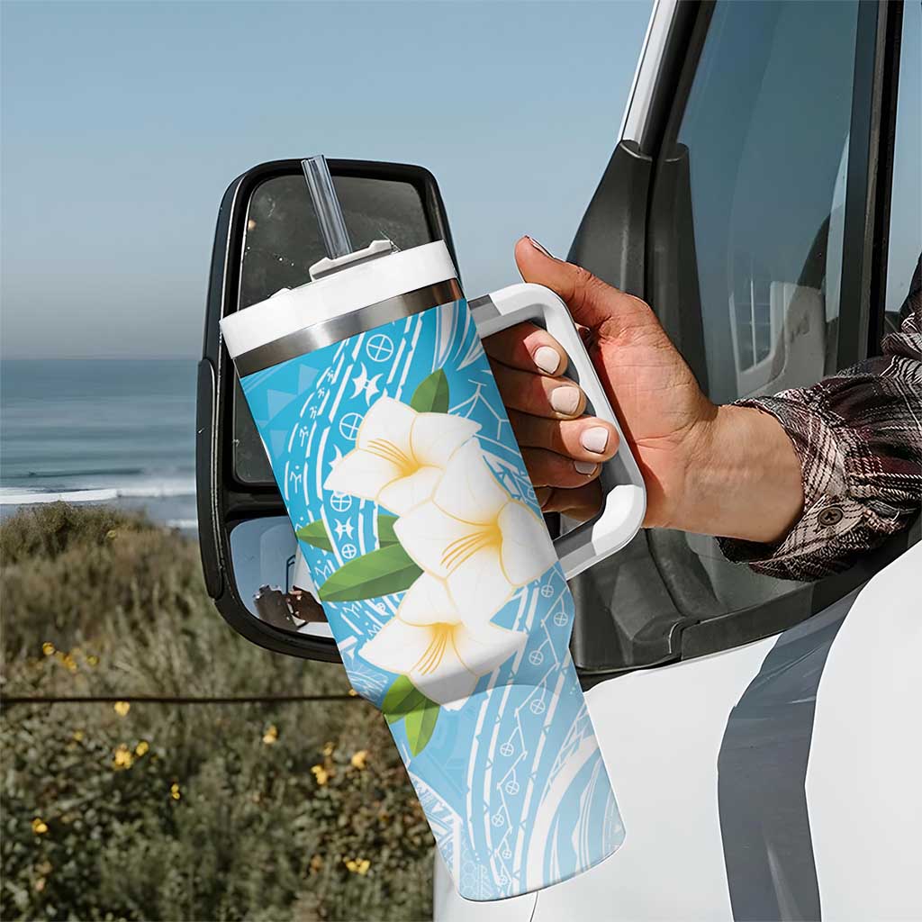 Personalized Guam Chamorro Tumbler With Handle Turtles and Guasali Flowers