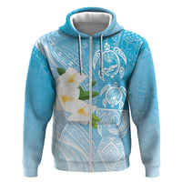 Personalized Guam Chamorro Zip Hoodie Turtles and Guasali Flowers