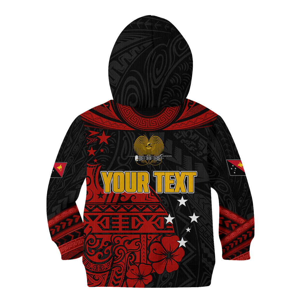 Personalised PNG Kumuls Rugby Kid Hoodie Motuan Mix Patterns LT7 Zip Hoodie Black - Polynesian Pride