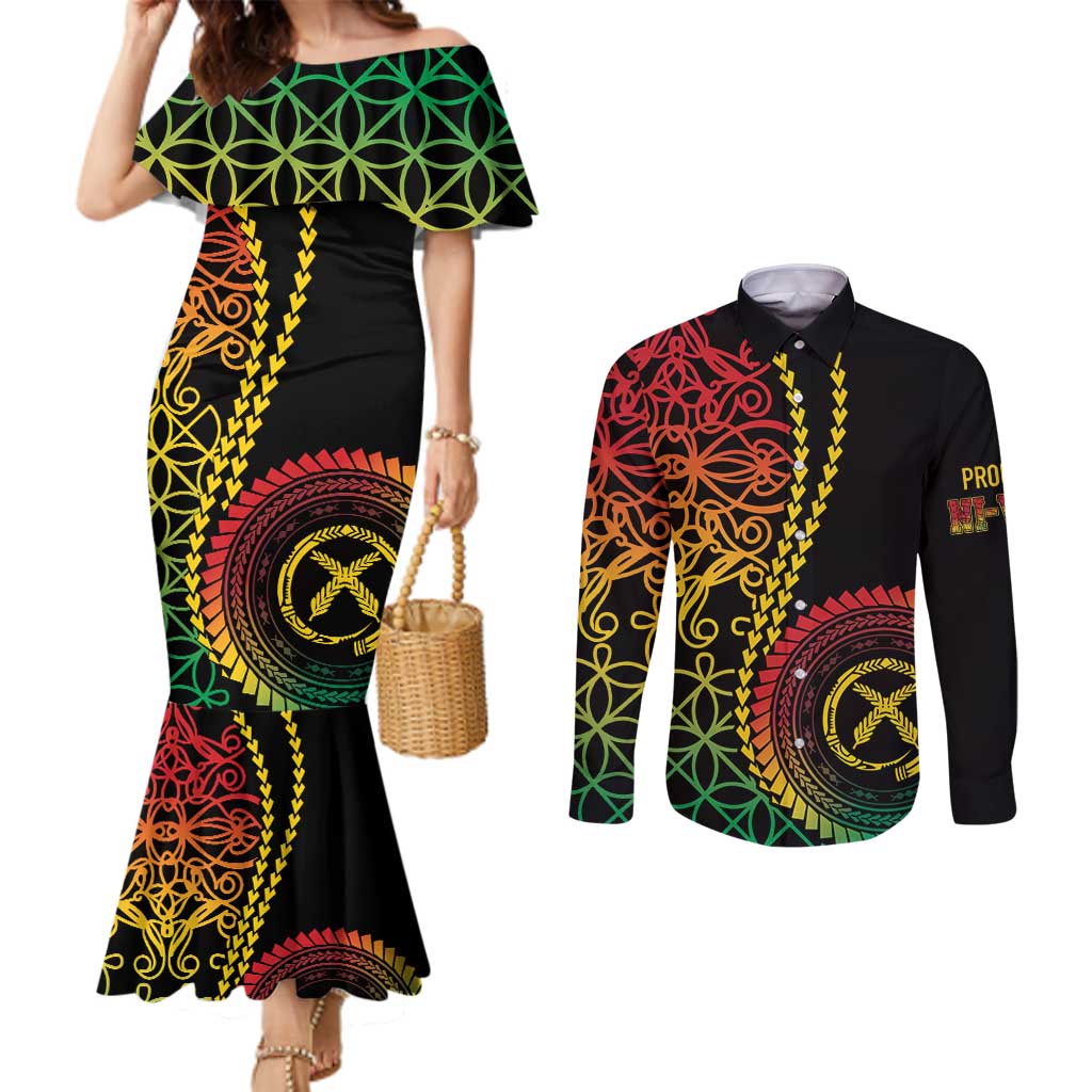 Proudly Ni-Van Sandroing Inspired Classic Style Couples Matching Mermaid Dress and Long Sleeve Button Shirt
