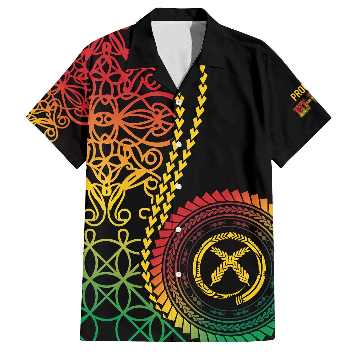 Proudly Ni-Van Sandroing Inspired Classic Style Family Matching Off The Shoulder Long Sleeve Dress and Hawaiian Shirt LT7 Dad's Shirt - Short Sleeve Colorful - Polynesian Pride