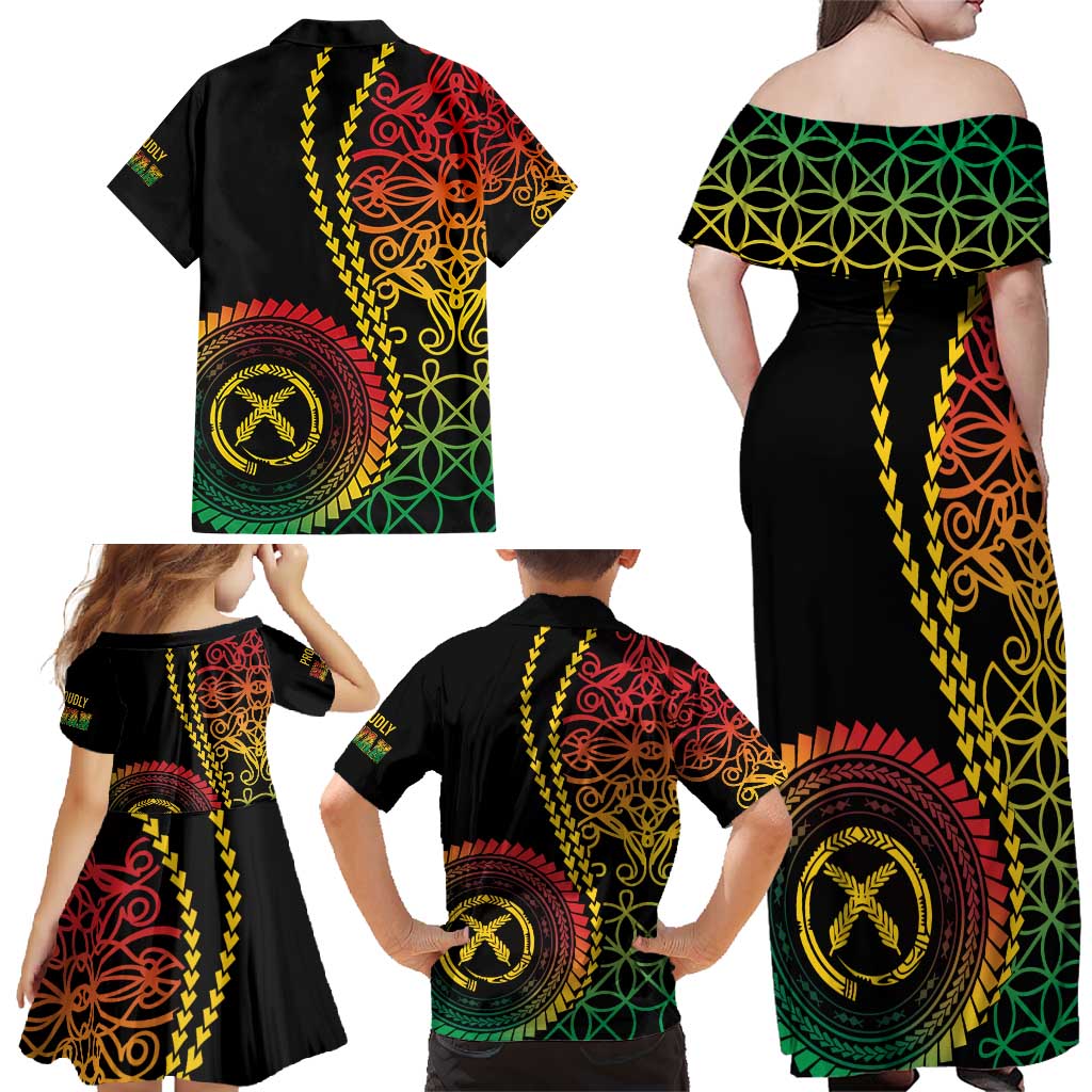 Proudly Ni-Van Sandroing Inspired Classic Style Family Matching Off Shoulder Maxi Dress and Hawaiian Shirt