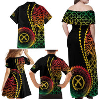 Proudly Ni-Van Sandroing Inspired Classic Style Family Matching Off Shoulder Maxi Dress and Hawaiian Shirt