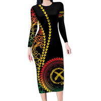Proudly Ni-Van Sandroing Inspired Classic Style Long Sleeve Bodycon Dress LT7 Long Dress Colorful - Polynesian Pride