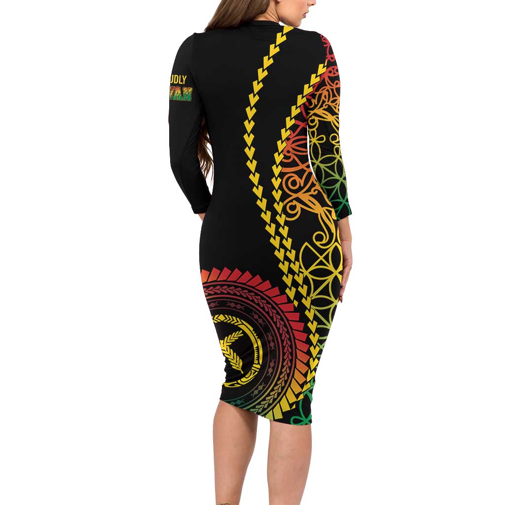 Proudly Ni-Van Sandroing Inspired Classic Style Long Sleeve Bodycon Dress LT7 - Polynesian Pride