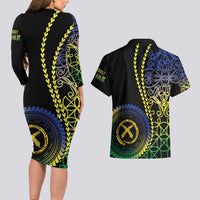 Proudly Ni-Van Sandroing Inspired Couples Matching Long Sleeve Bodycon Dress and Hawaiian Shirt Malampa Classic Style