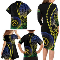 Proudly Ni-Van Sandroing Inspired Family Matching Long Sleeve Bodycon Dress and Hawaiian Shirt Malampa Classic Style LT7 - Polynesian Pride