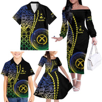 Proudly Ni-Van Sandroing Inspired Family Matching Off The Shoulder Long Sleeve Dress and Hawaiian Shirt Malampa Classic Style LT7 - Polynesian Pride