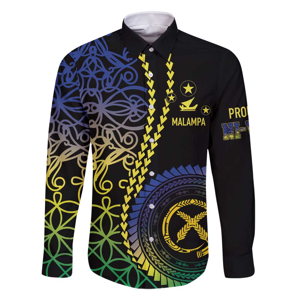 Proudly Ni-Van Sandroing Inspired Family Matching Off Shoulder Maxi Dress and Hawaiian Shirt Malampa Classic Style LT7 Dad's Shirt - Long Sleeve Colorful - Polynesian Pride