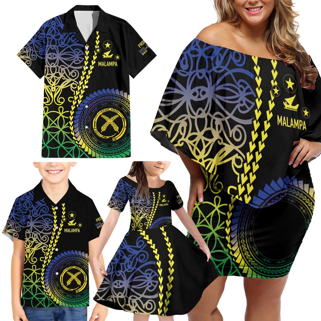 Proudly Ni-Van Sandroing Inspired Family Matching Off Shoulder Short Dress and Hawaiian Shirt Malampa Classic Style LT7 - Polynesian Pride