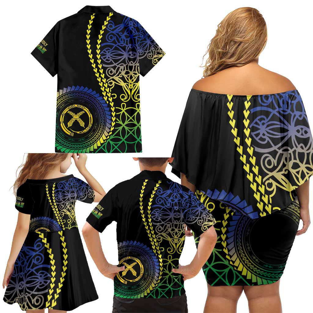 Proudly Ni-Van Sandroing Inspired Family Matching Off Shoulder Short Dress and Hawaiian Shirt Malampa Classic Style LT7 - Polynesian Pride
