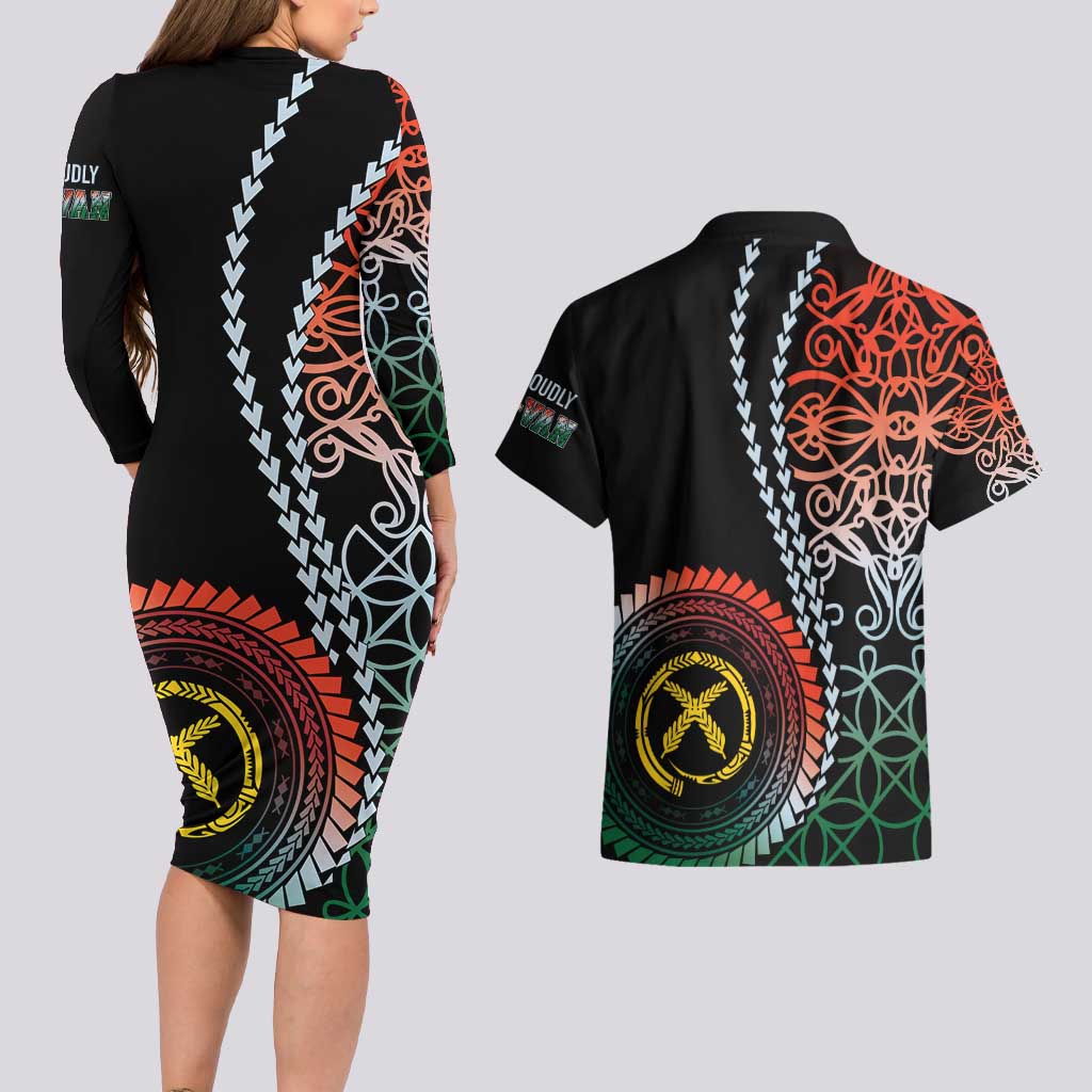 Proudly Ni-Van Sandroing Inspired Couples Matching Long Sleeve Bodycon Dress and Hawaiian Shirt Penama Classic Style
