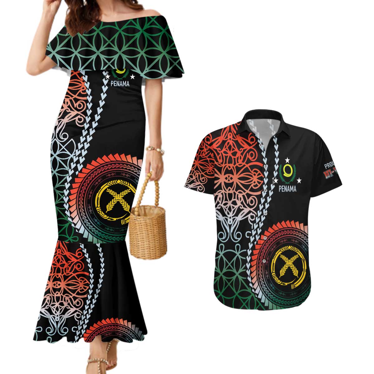 Proudly Ni-Van Sandroing Inspired Couples Matching Mermaid Dress and Hawaiian Shirt Penama Classic Style