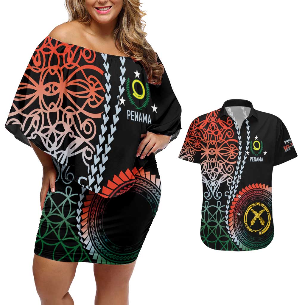 Proudly Ni-Van Sandroing Inspired Couples Matching Off Shoulder Short Dress and Hawaiian Shirt Penama Classic Style