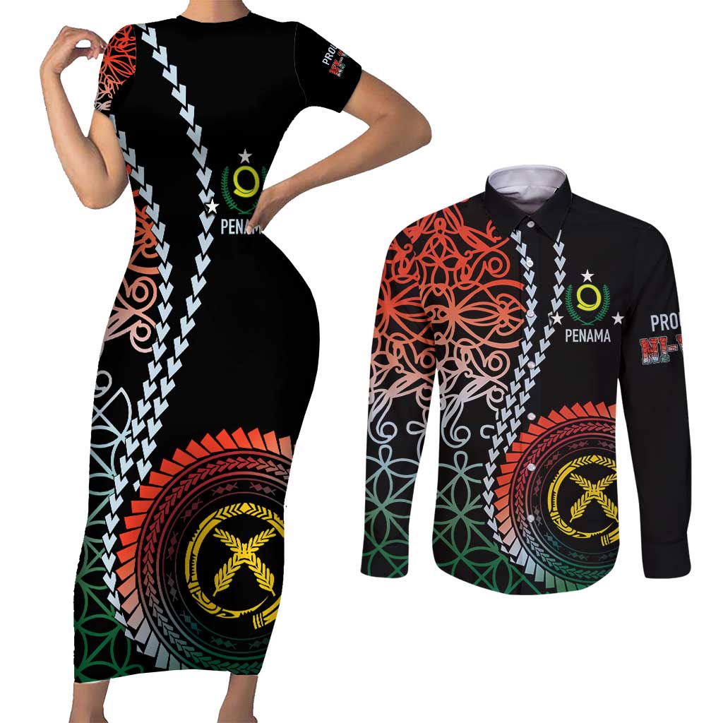 Proudly Ni-Van Sandroing Inspired Couples Matching Short Sleeve Bodycon Dress and Long Sleeve Button Shirt Penama Classic Style
