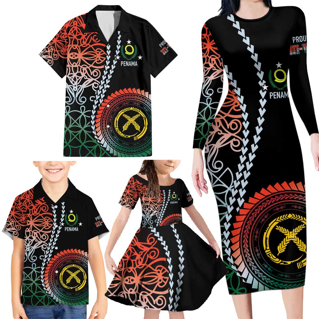 Proudly Ni-Van Sandroing Inspired Family Matching Long Sleeve Bodycon Dress and Hawaiian Shirt Penama Classic Style LT7 - Polynesian Pride