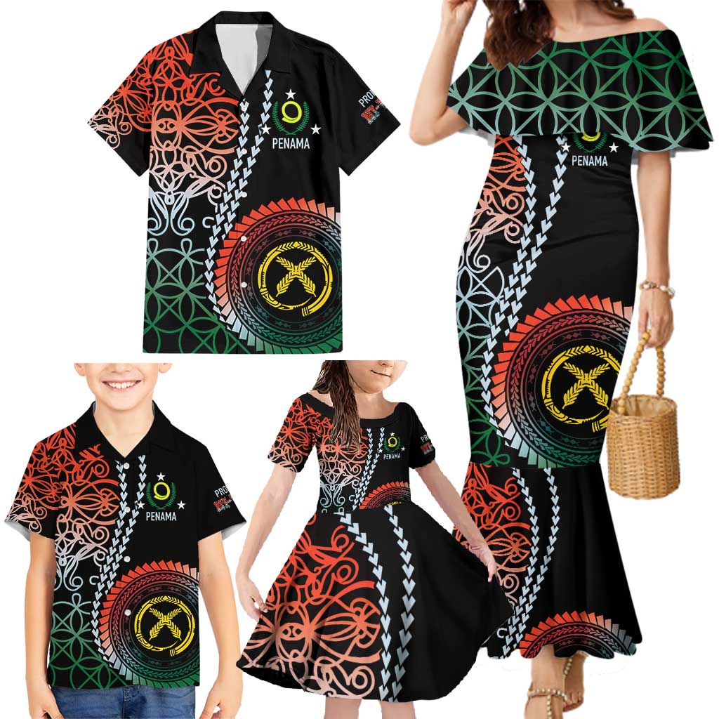 Proudly Ni-Van Sandroing Inspired Family Matching Mermaid Dress and Hawaiian Shirt Penama Classic Style LT7 - Polynesian Pride
