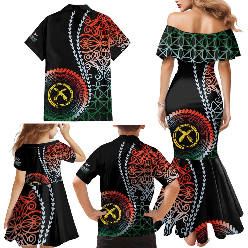 Proudly Ni-Van Sandroing Inspired Family Matching Mermaid Dress and Hawaiian Shirt Penama Classic Style LT7 - Polynesian Pride